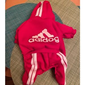 "Adidog" Athleisure Jumpsuit for Dogs - Red